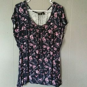 Versona floral short sleeve plus size blue pink